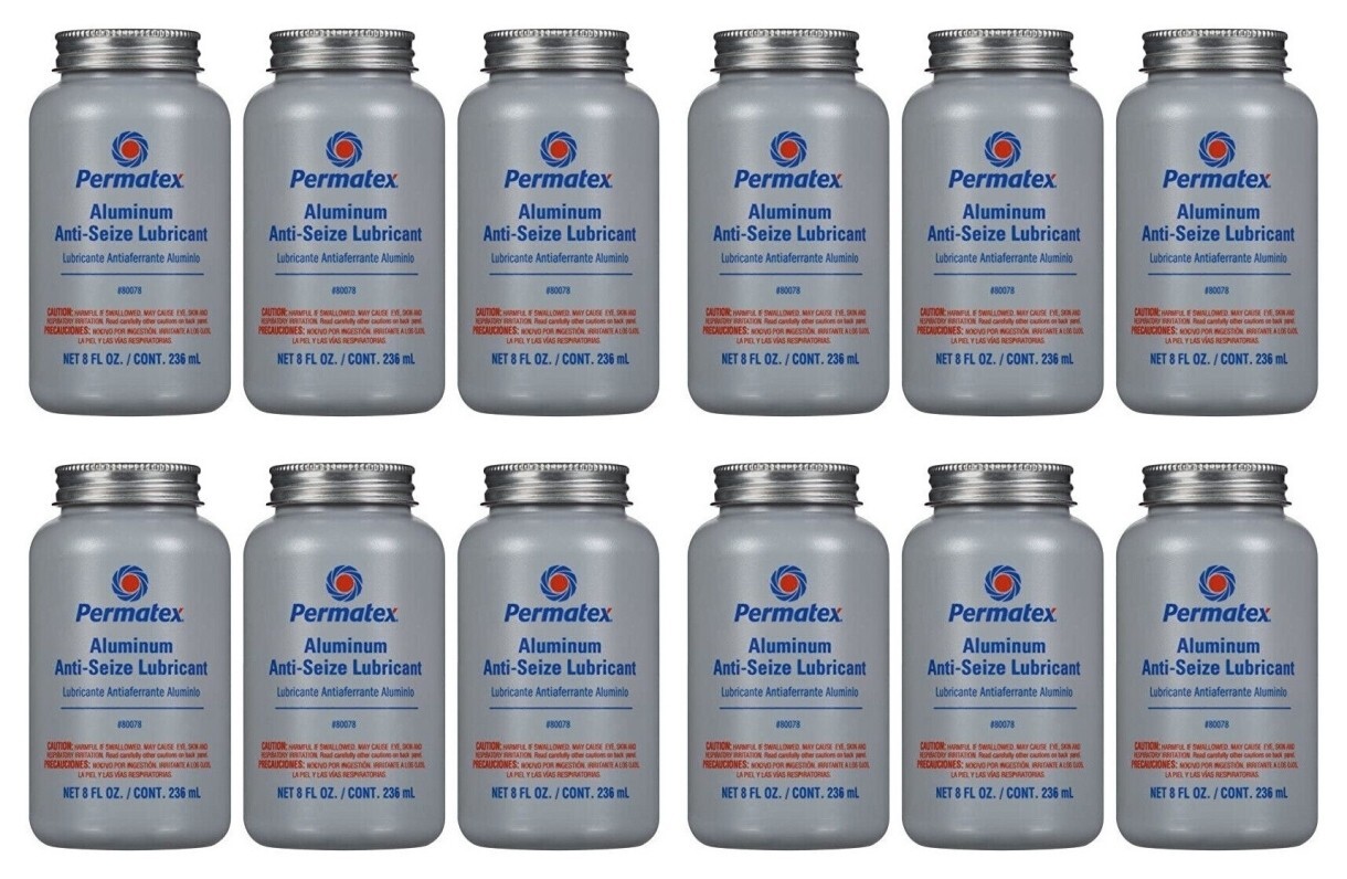 Permatex 80078 AntiSeize Lubricant with Brush Top Bottle 8 oz, 12 Pack