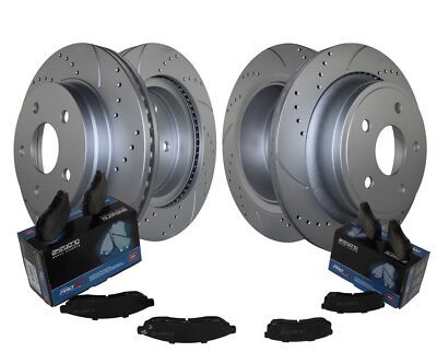 Front Rear Brake Kit Akebono ProACT Ceramic Pads Drill Rotors For Dodge Ram 1500
