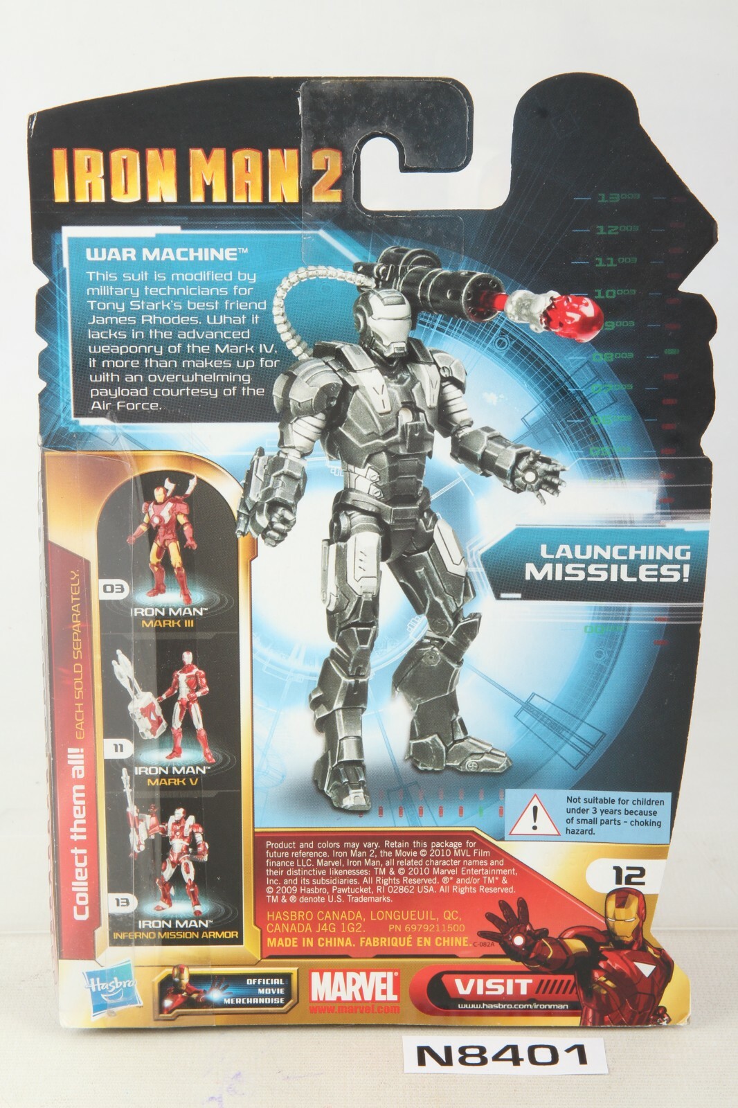 Hasbro Marvel Iron Man 2 Movie Series War Machine Launching Missiles Sealed New