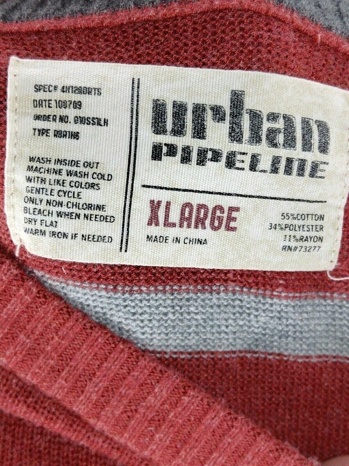 Camisa Urban Pipeline Borgoña Manga Larga Extra Grande XL Mezcla de Algodón a Rayas Foto 3 de 3