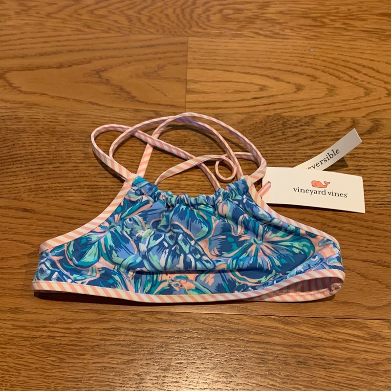 NEW Vineyard Vines Tropical Turtles Reversible Bikini Top Swimwear Girls XS 5-6