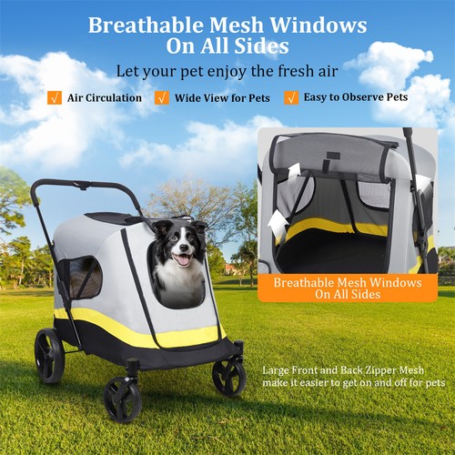 Carrito para perros Carrito para perros Plegable Carrito para perros con protector contra la lluvia Oxford 50KG - Imagen 5 de 19