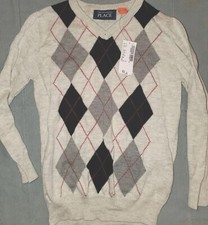 LITTLE BOYS V NECK Argyle Gray SWEATER SIZE 4T Children's Place Cute/Comfy NWT