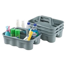 4X Commercial Large Plastic Cleaning Caddy W/ Handle Tool Supply Organizer Grey