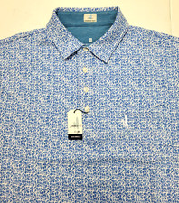  129 New JOHNNIE-O Polo Shirt Men's MEDIUM M Riptide Blue FLORAL Cotton Blend SS