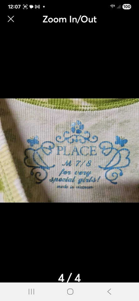 A5-C1-009 Children's Place Girls Tank Top Size Medium (7/8). Green/White Pattern - Image 4 of 4