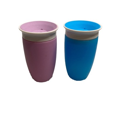 Munchkin Miracle 360 Lot of (2)- 10oz Sippy Cup Purple & Blue