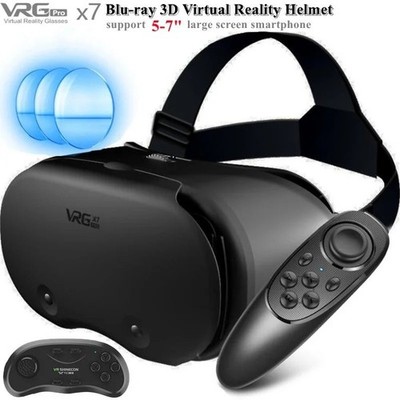 3D VR Headset Virtual Reality Glasses & Wireless Controller for 5-7'' Smartphones