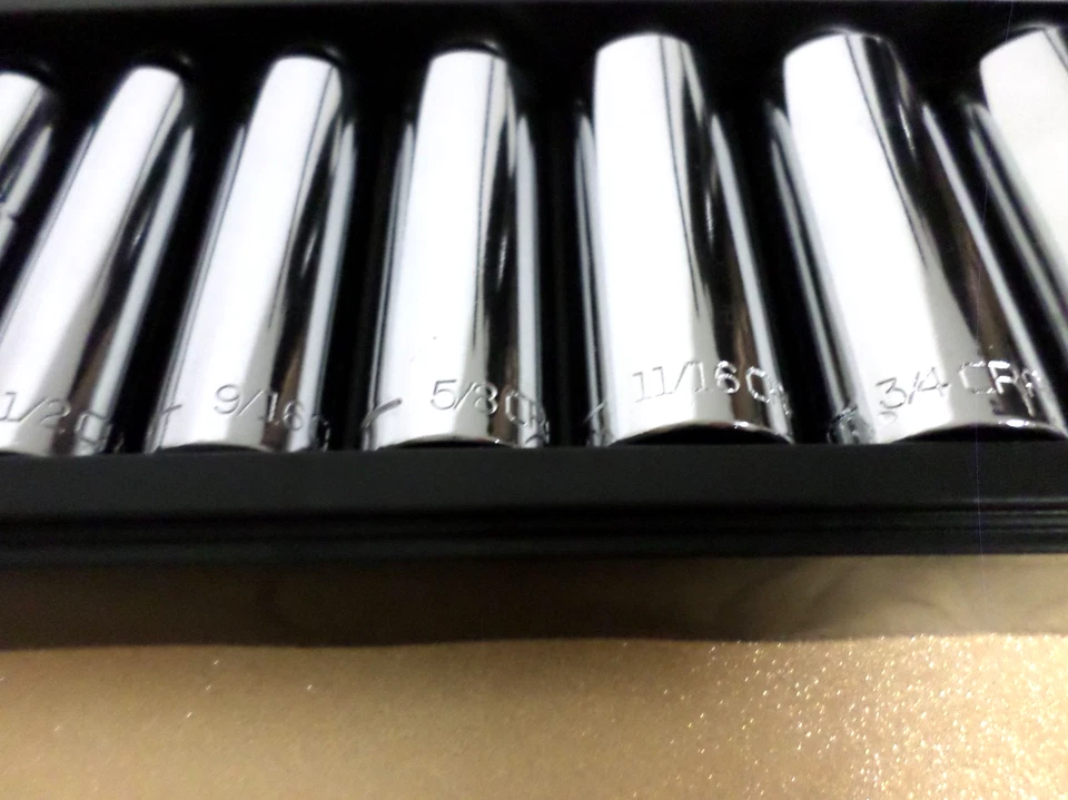 NEW Craftsman 9pc 3/8" 12pt Deep SAE Socket Set, 3/8-7/8", Case, 12-Point Chrome - Image 2 of 2