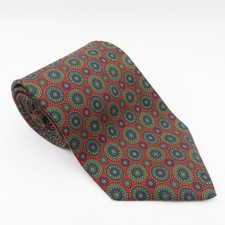 Brooks Brothers Tie Silk Red Blue Green Polka Dot 3.5" Wide 57" Long