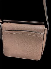 Taupe Pebbled Shoulder Bag with Gold Hardware, Buckle Accent, Adjustable Strap