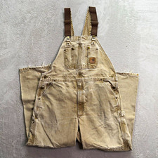 Vintage Carhartt Bib Overalls R01 BRN Beige 40x30 Canvas Construction Workwear