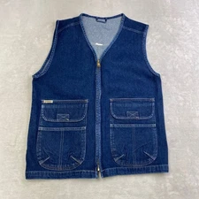 Gitano Denim Vest Sleeveless Jean Jacket Utility Pockets Full Zip Vintage