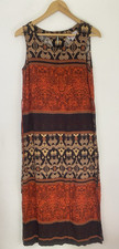 Vtg R&K Originals Red/Earth Tone Shift Dress Size 10 Tribal Ikat Sleeveless Ties