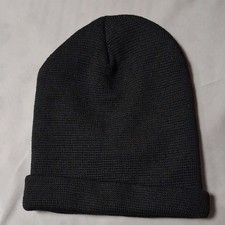 Black Knit Beanie Winter Hat Unisex Adults One Size Knit Solid Casual Skiing