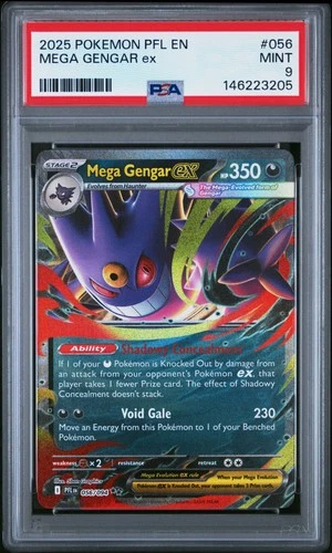 2025 POKEMON PFL EN-PHANTASMAL FLAMES #056 MEGA GENGAR EX PSA 9