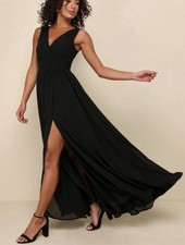 NWT Lulus Heavenly Hues Black Maxi Dress XL Bridesmaid Formal Evening Chiffon