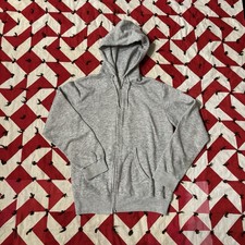 Vintage 1980s 90s Gray Full Zip Hoodie As Is Worn Flaws Polyester Blend