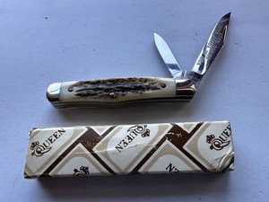 1983 Vintage Queen Cutlery6105 Stag Series Gunstock Pocket Knife
