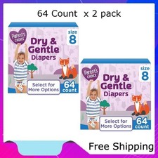 Parent's Choice Dry Gentle Diapers Size 8, 64 Count x 2 pack