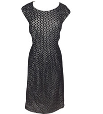 ROBBIE BEE Plus Size 20W A-Line Dress Black Lace Ivory Lining Cap Sleeve