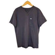 Figs Men's Leon Three Pocket Scrub Top Dark Grey Size S V-Neck