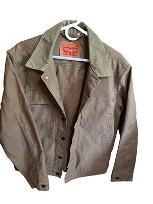 Levi s Stock Trucker Jacket A0730-0006 Medium NWOT Tan Canvas Corduroy Collar Re