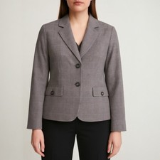 Pendleton Virgin Wool Blazer Gray Glen Plaid Lined Classic Jacket Women s Size 8