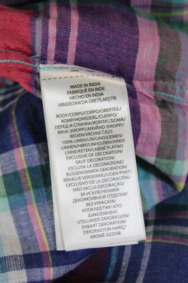 Polo Ralph Lauren Women Blue Plaid Shirt Dress Collared Long Sleeve Size 10 - Image 4 of 4