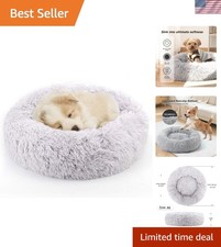 Round Dog Bed for Small to Medium Pets - Anti-Anxiety Faux Fur Comfort