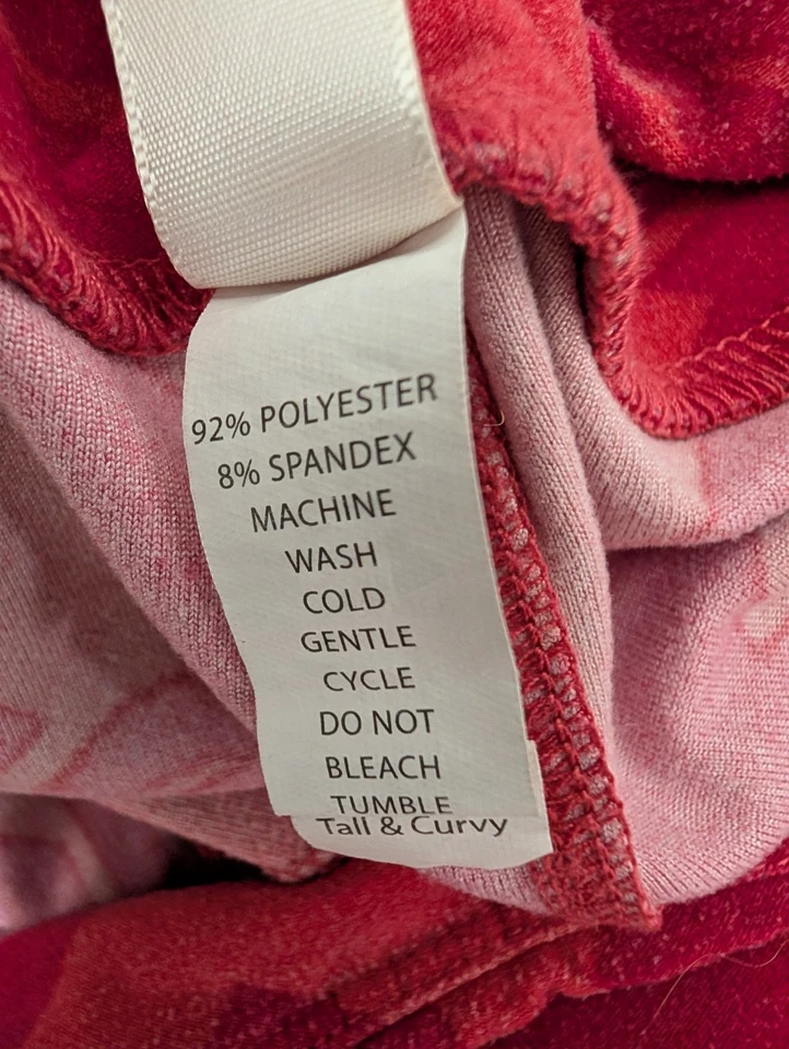 LuLaRoe Tall & Curvy TC Leggings Red Geometric Bow Pattern Soft Stretch Women’s - Image 2 of 4