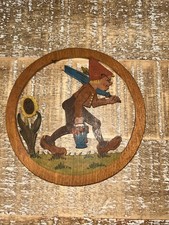 Vintage German Circular Wooden Handpainted An...