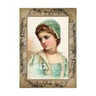 Girl With A Blue Bonnet Antique Image Cotton Fabric Block Panel Sewing Applique — photo 1
