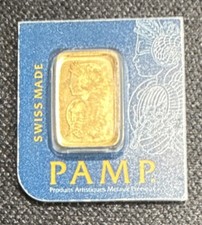 PAMP Suisse 1g Gold Bar 999.9 Fine with Assay Certificate