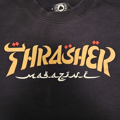 Thrasher Black Fleece Crew Neck Pullover Sweatshirt Graphic Print Logo XL