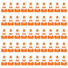 50 Pack Mini Traffic Cones 1" ABS Plastic Orange Road Safety Sign Kids Micro Toy