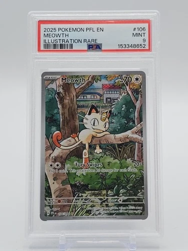 MEOWTH 2025 POKEMON PHANTASMAL FLAMES ILLUSTRATION RARE 106/094 PSA 9 Q2262