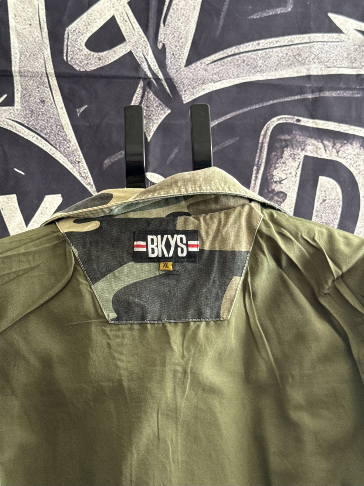 BKYS  Patchwork Multicolor Camo Trucker Jacket XL - image 8