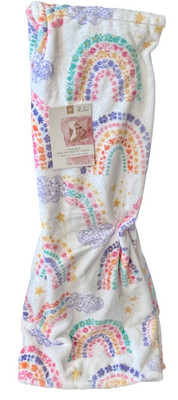 JESSICA SIMPSON PLUSH THROW BLANKET W/RAINBOWS STARS FLOWERS CLOUDS NEW