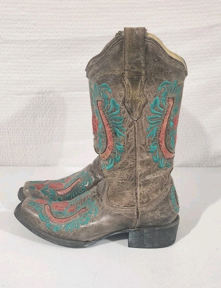 Corral R2545 Horseshoe Roses Boots 8 1/2 Square Toe Womens 8.5M - Image 2 of 4