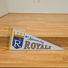 1969 MLBPC Kansas City Royals Baseball Pennant Vintage Flag 30x12 Display Case