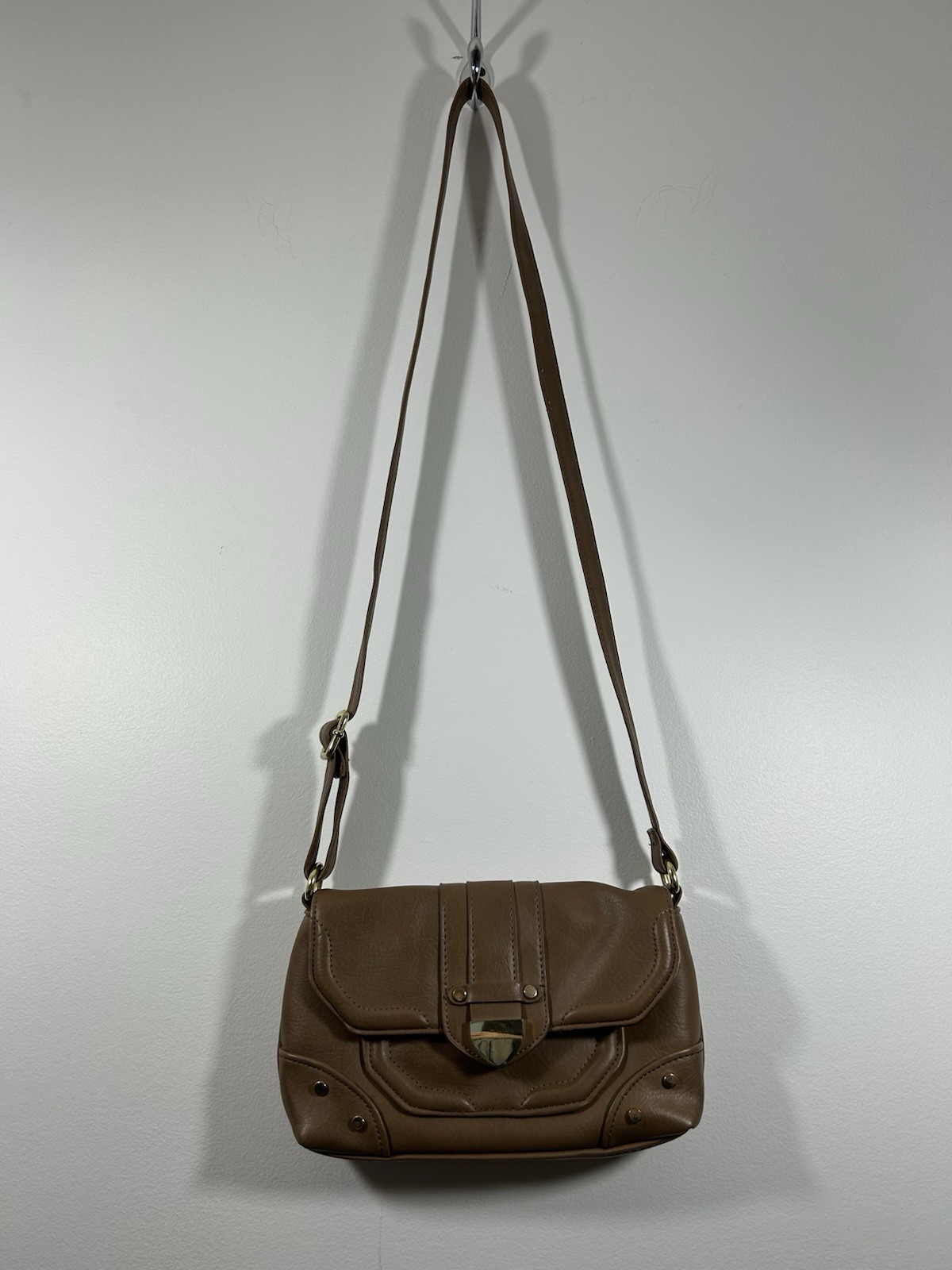 Nine West Women's Crossbody Bag Faux Leather Purse Tan Brown Adjustable Strap