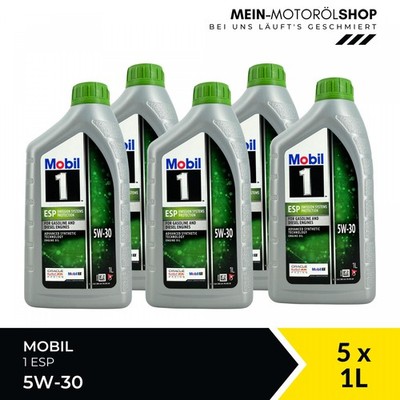 Mobil 1 ESP 5W-30 VW 507 504 Mercedes Opel BMW LL-4 ACEA C3 5x1 Liter = 5 Liter