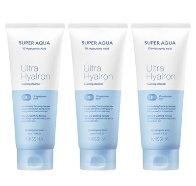 MISSHA Super Aqua Ultra Hyalron Foaming Cleanser - 200ml (3 Pack Set)