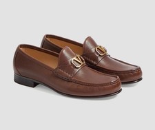 VALENTINO GARAVANI VLogo Buffalo Loafers brown leather men's SHOES SIZE 41