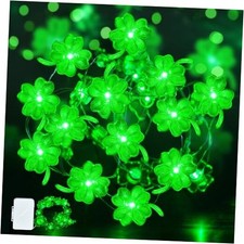 St Patricks Day Decorations Shamrocks String Lights Battery Operated 1 Green