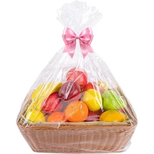 Large Cellophane Bags 12 Pack, 24x30 Inches Clear Basket Wrap Bags, 2 Mil Thick
