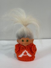 Vintage Troll Doll 2.5" Dam C 64 Wool Hair green Glass eyes shoes clothes