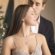 Infinity Love Heart Necklaces for Women Birthstone Pendant Necklace