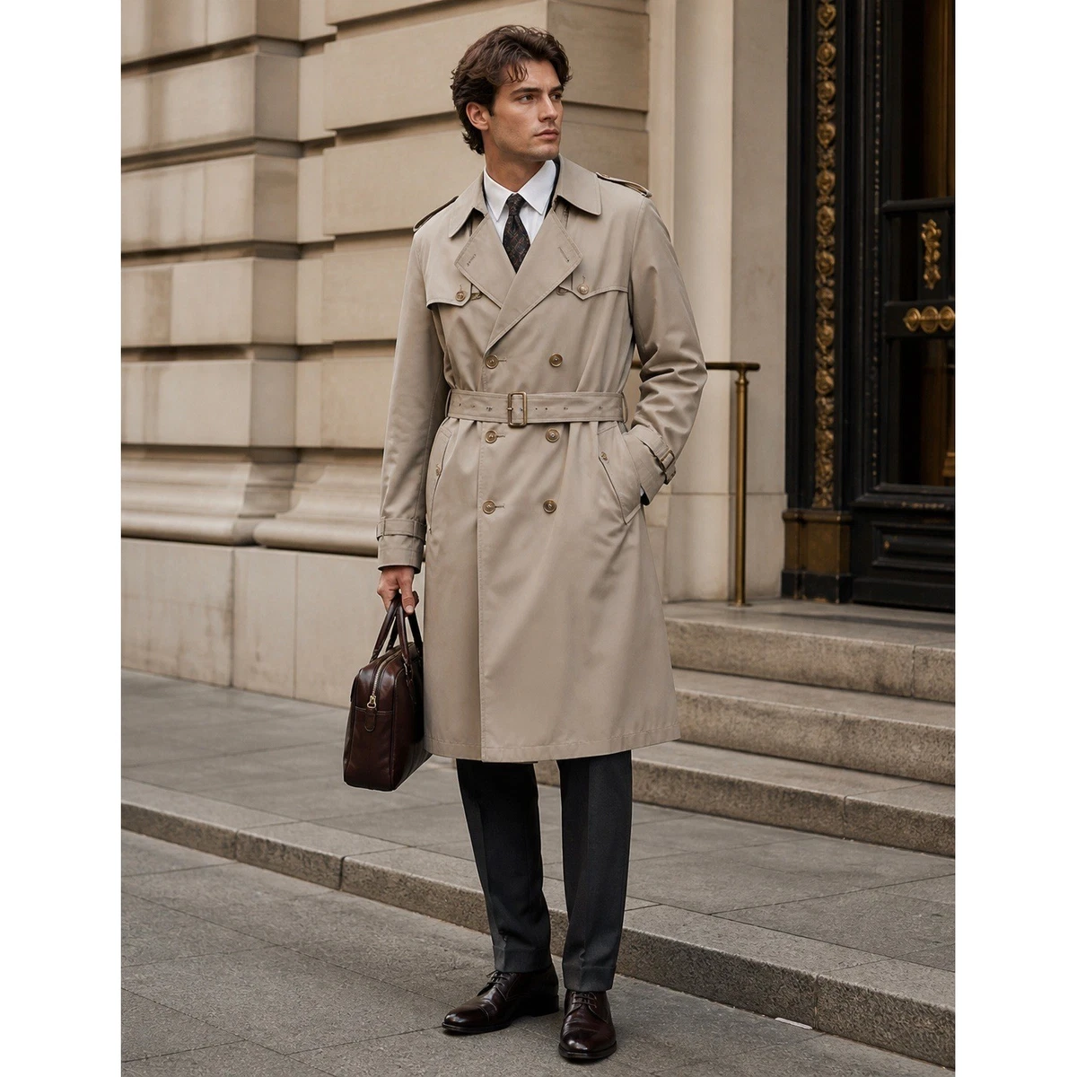 貴重Christian Dior- 80's trench coat 70-80s Vintage Union Made in USA Christian Dior Monsieur Belted